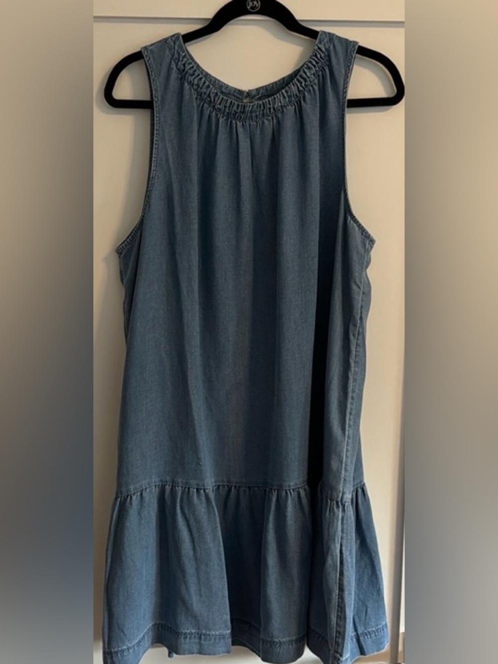 Loft Chambray Ruched Flounce Swing Dress